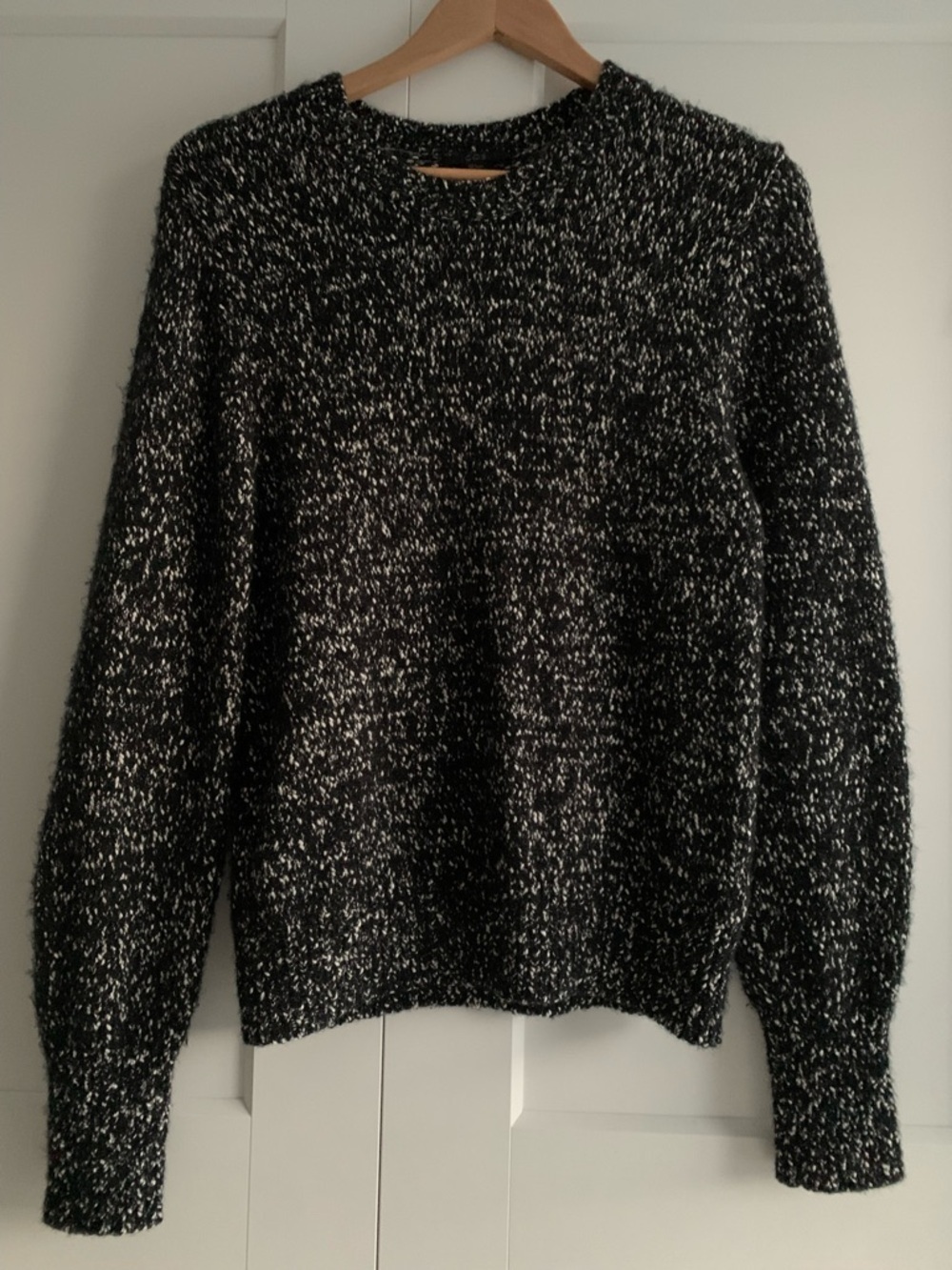 COS Speckle Black & White wool and cotton blended Crewneck Sweater size S - Picture 3 of 14